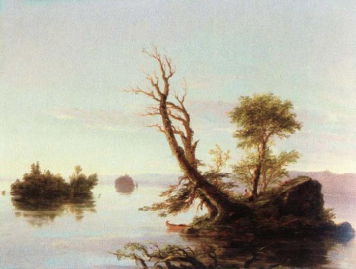 Thomas Cole american lake scene oil painting image